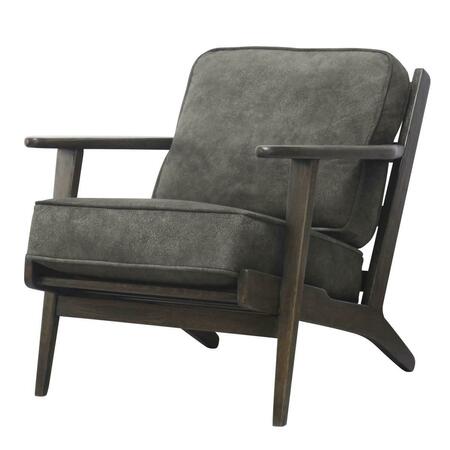 NEW PACIFIC DIRECT Albert Accent Chair Dark Brown Frame, Pewter Hide 3900018-151